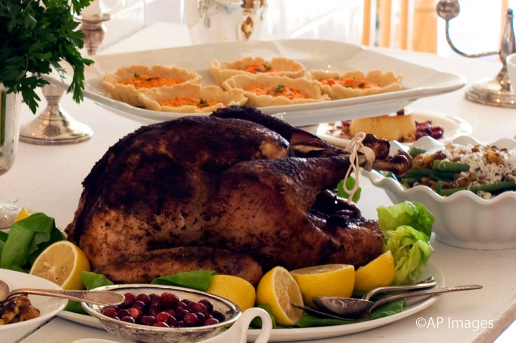 Turkey is the main course at a typical American Thanksgiving dinner. (© AP Images)