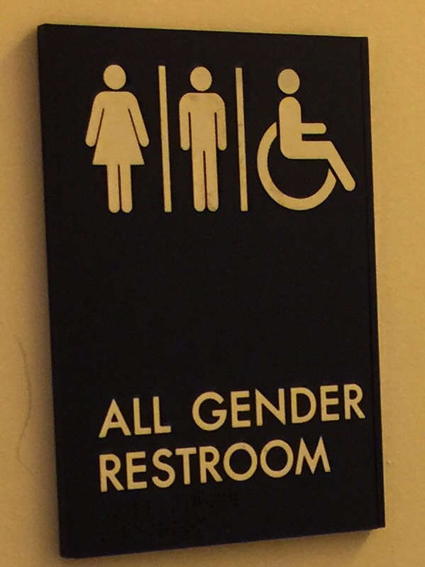 Sign for an all gender restroom that anyone is free to use