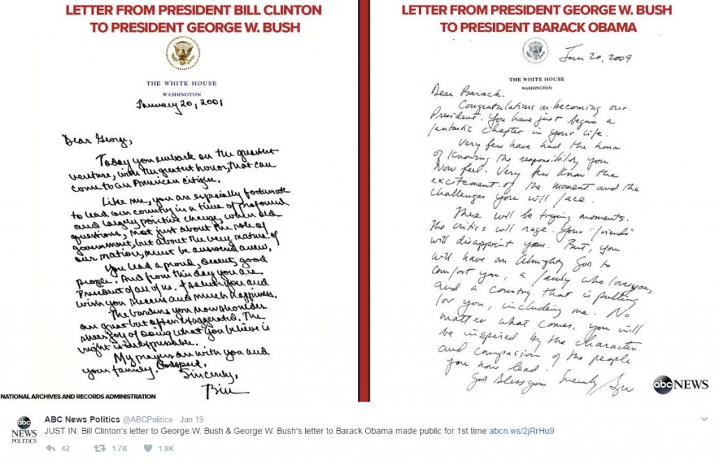 去り行く大統領が残す新大統領宛ての手紙―その手紙の中身とは？ « American View