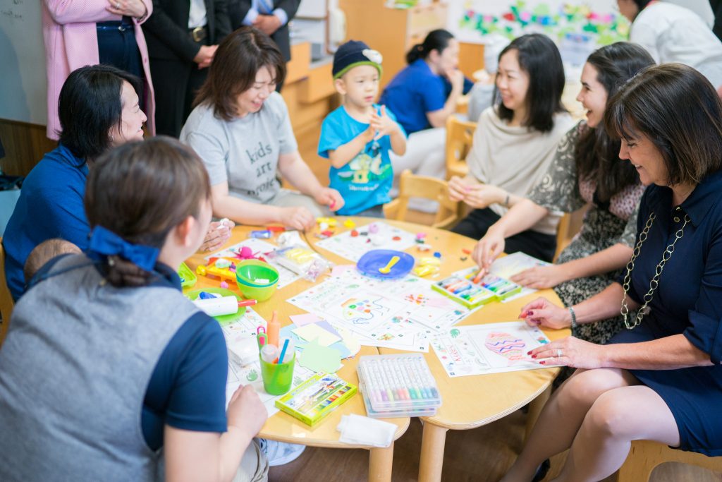 Vice President Mike Pence's wife Karen participates in an art therapy session at St. Luke's International Hospital in Tokyo on April