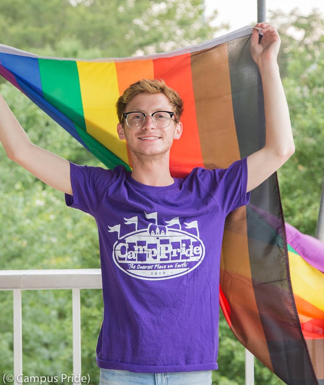 A student participates in a 2019 Campus Pride leadership event. (© Campus Pride)
