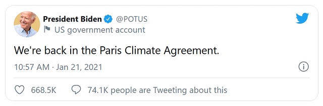 「我々はパリ協定に復帰した」――バイデン大統領