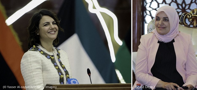 左から：ナジア・マングッシュ (© Yasser Al-zayyat/AFP/Getty Images)、タイフ・サミ・モハマド (State Dept.)
