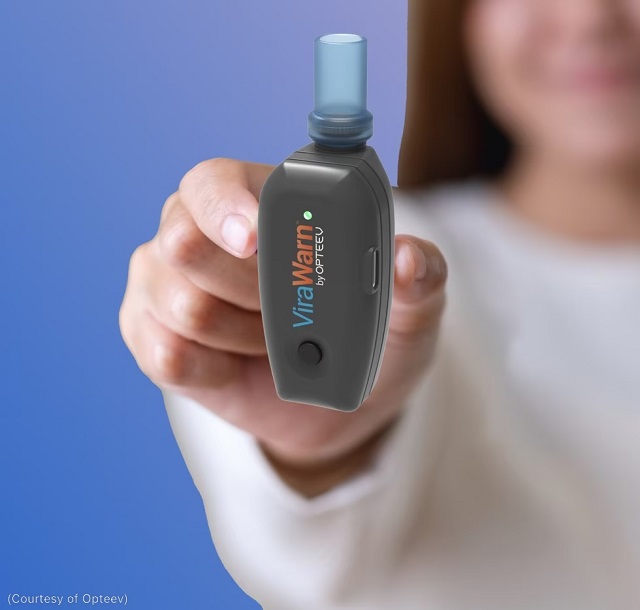 ViraWarn is a breath analyzer that the company says detects certain viruses. (Courtesy of Opteev)