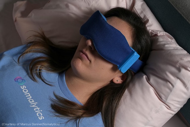 Somalytics’ SomaSleep sleep mask allows people to track all stages of sleep at home. (Courtesy of Marcus Donner/Somalytics)