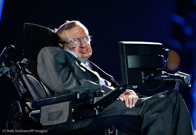 British physicist Stephen Hawking at the Opening Ceremony for the 2012 Paralympics in London (© Matt Dunham/AP Images)